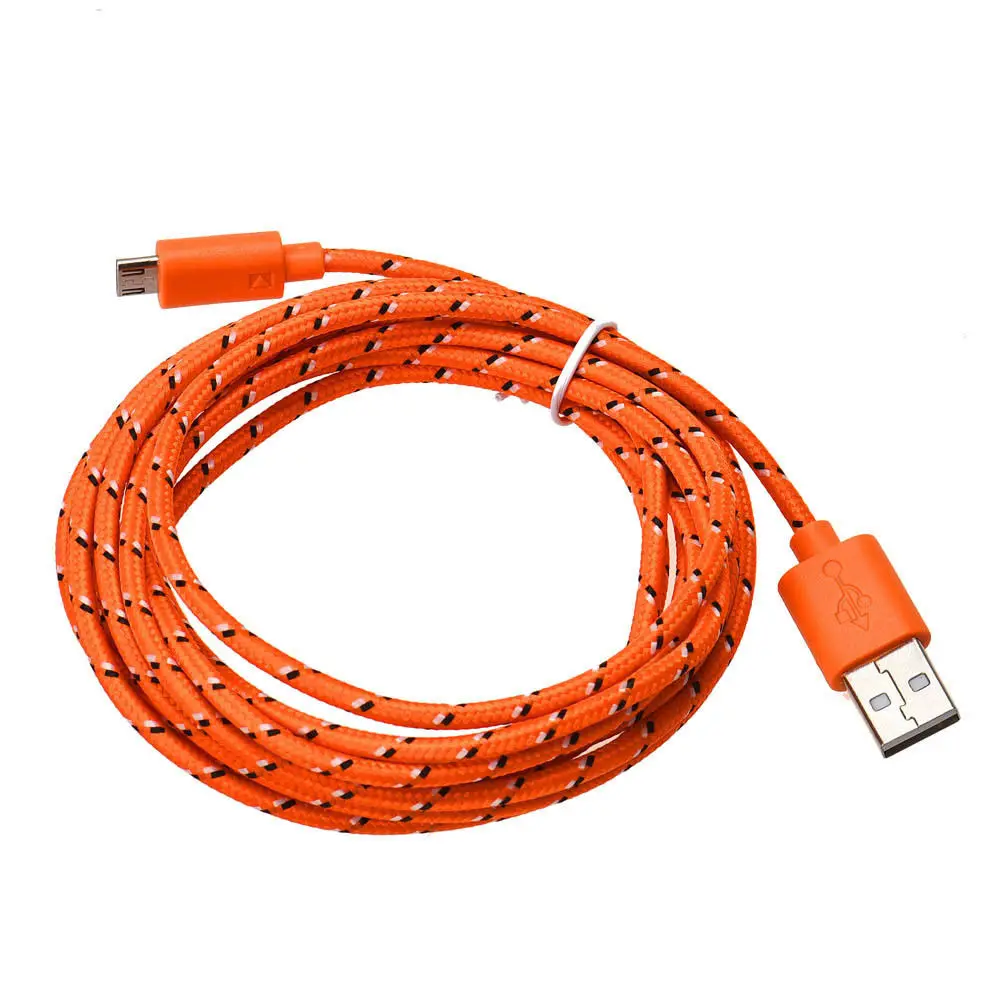 

Universal 3M/10FT mini USB Nylon net Weave Data cable For Samsung Galaxy S6 Orange
