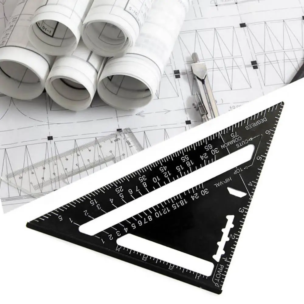 

7 Square Metric Aluminum Alloy Triangle Ruler for Measuring Tool Metric Angle Protractor Woodworking Tools