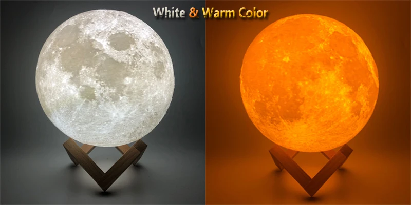 Rambery Moon Lamp 3D Printing Night Light Rechargeable 3 Color Faucet Lights 16 Color Changing Remote Control Lamp LED Moon Sun