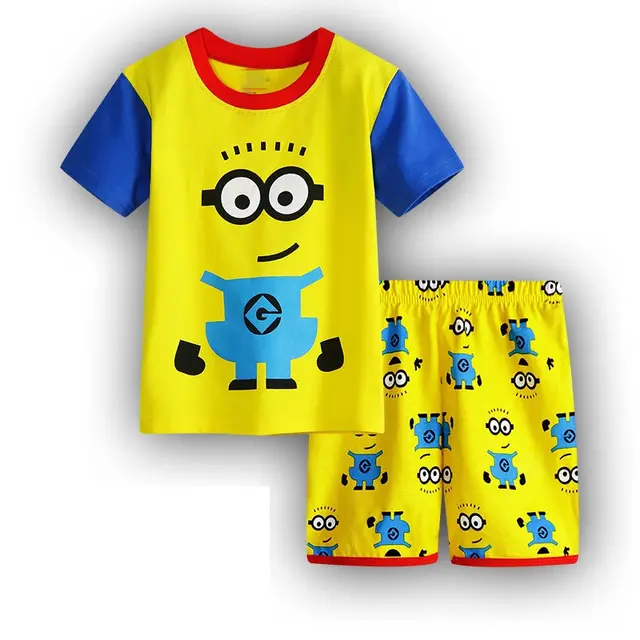 Minions-pijamas de dibujos animados para ropa de dormir de algodón suave, conjunto de chico _ - AliExpress Mobile