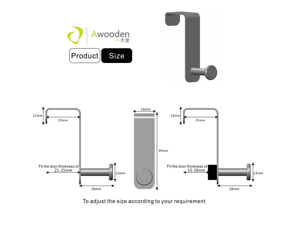 Awooden одиночный над дверью шкафа крючок из нержавеющей стали S крюк современный подвижный для Одежда для собак кухонное полотенце-2 или 4 упаковки