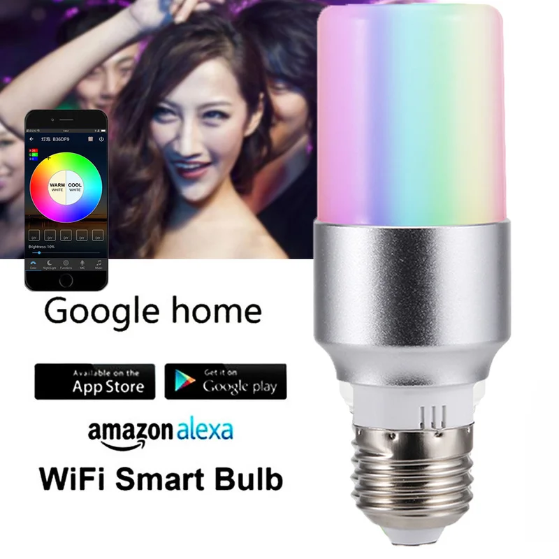 Умная лампа с регулируемой яркостью E27/B22/E14 светодиодная Wi Fi дистанционным
