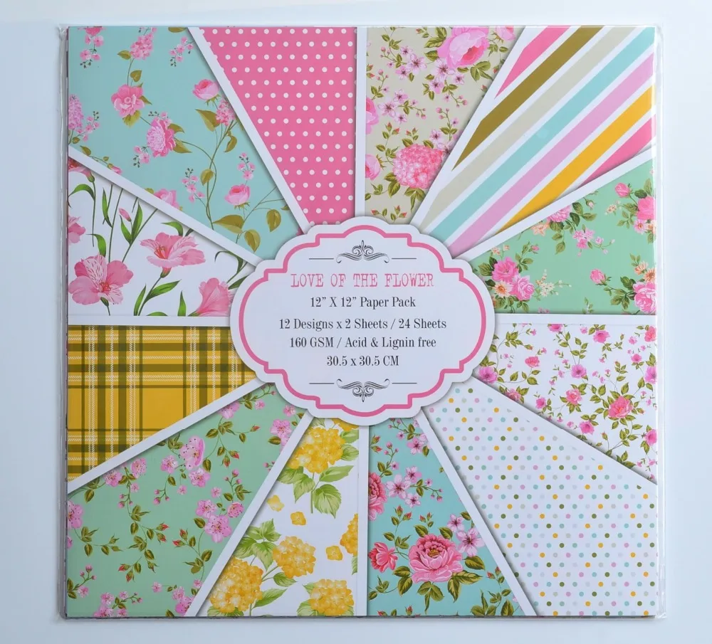 

DIY Album Photo Scrapbooking set Love of Flower Decorative Papers Craft paper 12"X 12"Single Side Printed 24shees/pack