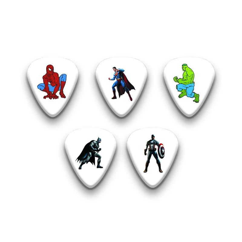 

Lots of 100 pieces Cartoon Images Both Sides printing Guitar Picks Superman Spiderman Hulk