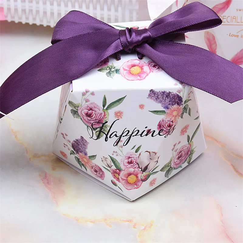 10 шт многоцветные подарочные коробки для сладостей, упаковочные Свадебные картонные коробки для цветов, пакеты для печенья, подарочные пакеты, упаковочные принадлежности - Цвет: purple flower