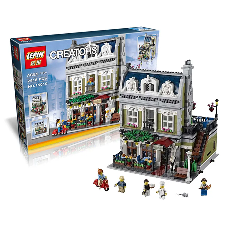 

CX 15010 2418Pcs Model building kits Compatible with Lego 10243 City Street Parisian Restaurant 3DBrick figure toy for children