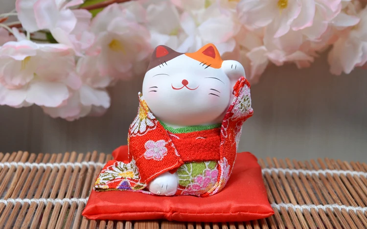 3 шт. фигурки счастливого кота японское кимоно Maneki Neko гипсовые украшения животные котенок миниатюры украшение дома бизнес подарок