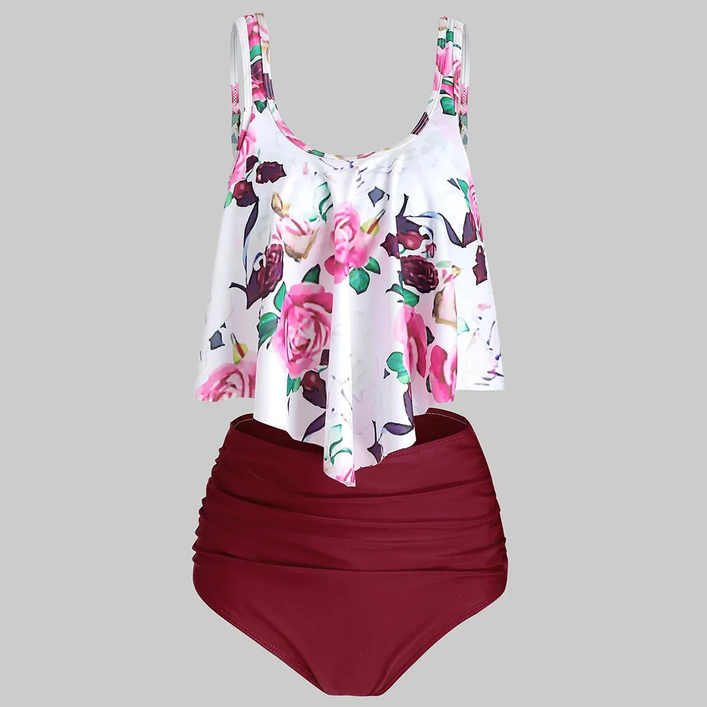 Ensemble Bikini femme grande taille taille haute Pure ceinture gilet