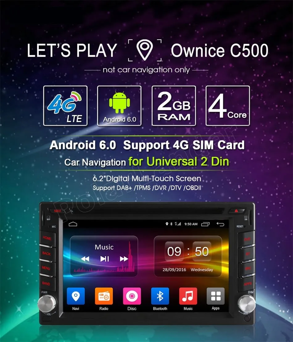 4G SIM LTE 2 din 6 дюймов android 0 радио gps автомобильный dvd плеер руль Поддержка камеры