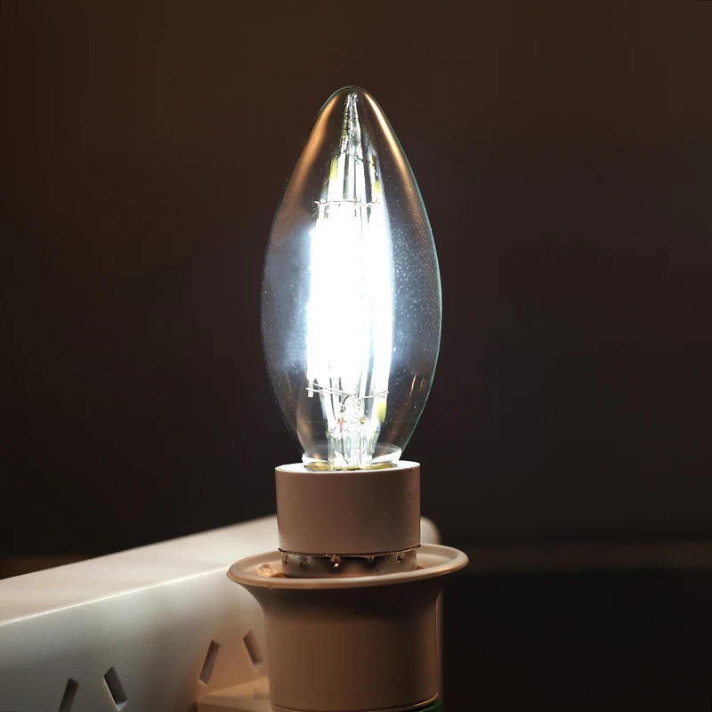 100x DHL оптовая продажа светодиодный накаливания E14 лампы 2 Вт 4 Вт 6 Вт AC220V лампа Эдисона Стекло свечах Освещение для люстры