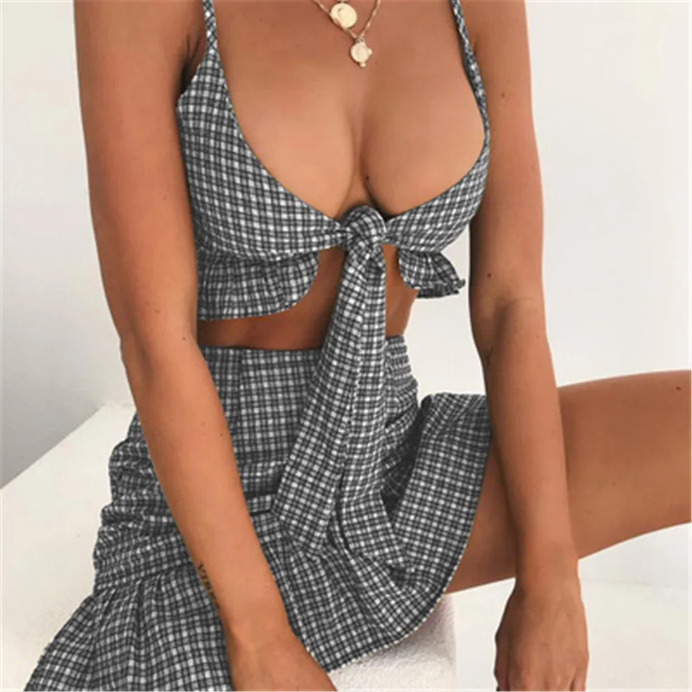 two piece plaid outfit