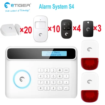 

2 wireless outdoor alarm flashing siren home security kit alarm gsm for big country house etiger S4