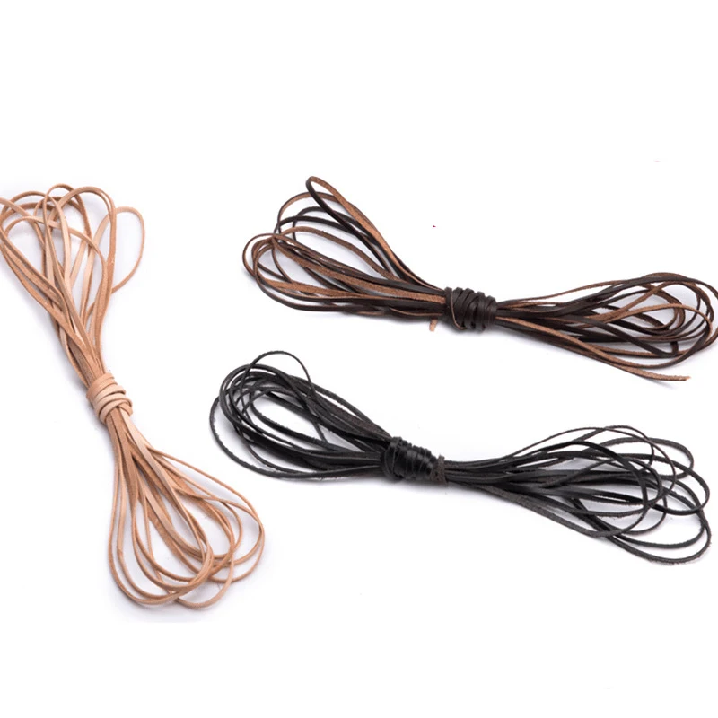 

First layer cowhide rope flat leather bracelet necklace keychain diy material leather rope 3 meters