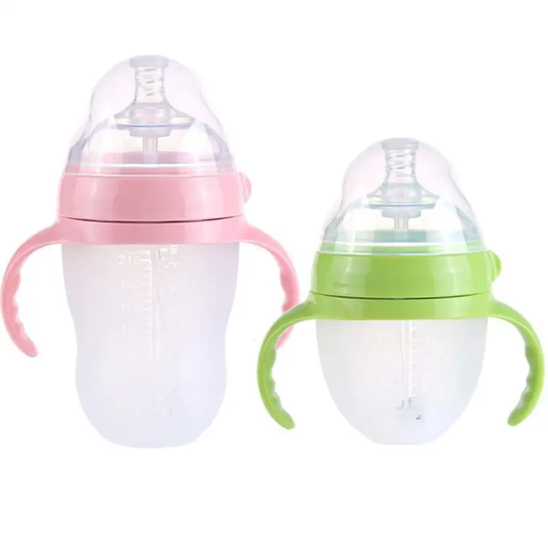 Quality Silicone Baby Bottle with Handles Unisex Toddler Milk and Water