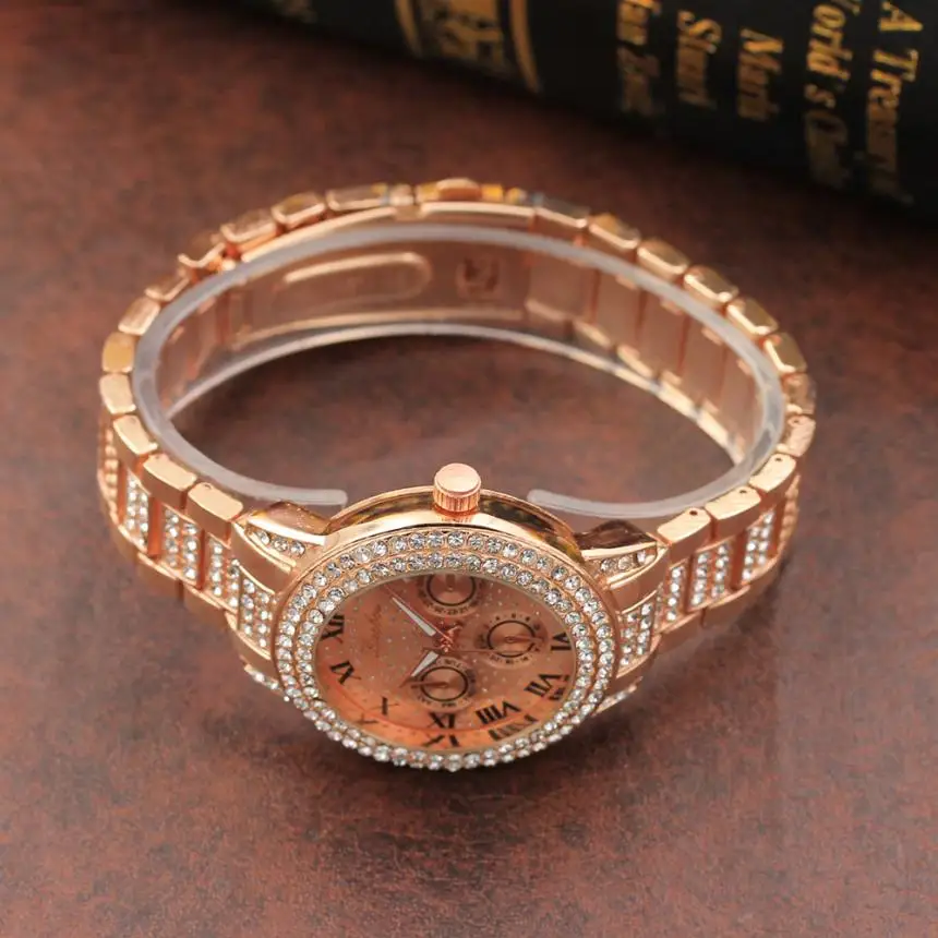 Металлический браслет, Кварцевые женские золотые часы, браслет из нержавеющей стали, Кристальные часы, лучший бренд, роскошные женские часы, relogio feminino