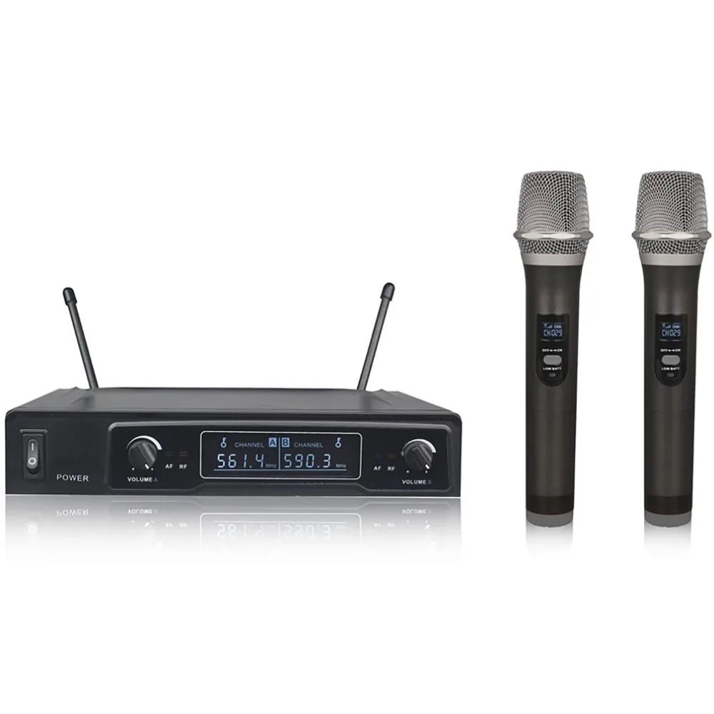 

Professional Dual Wireless Microphone System Stage Performances Wireless Microphone Handheld Wireless Dynamic Microphone