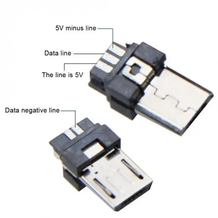 50 шт./компл. Micro USB 5 Pin T Порты и разъёмы со штекерной розеткой, разъем Пластик крышка DIY JA55