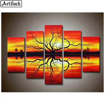 

5 spell diamond painting landscape sunset tree 5d full square drill diamond embroidery crafts living room decoration