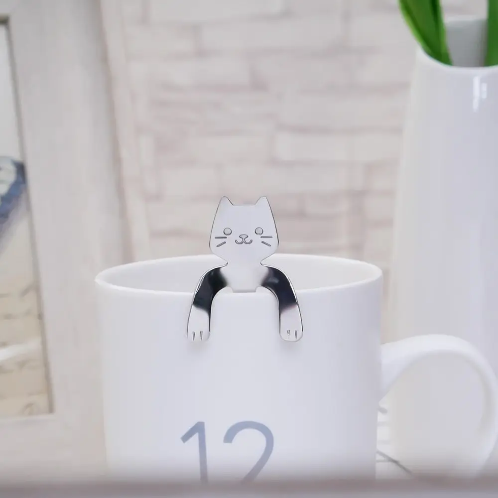 KECTTIO мультяшная кошка ручки висят кофейные ложечки милый Кот из нержавеющей стали мороженое Коктейльные чайные ложки кофейные столовые чайные ложки