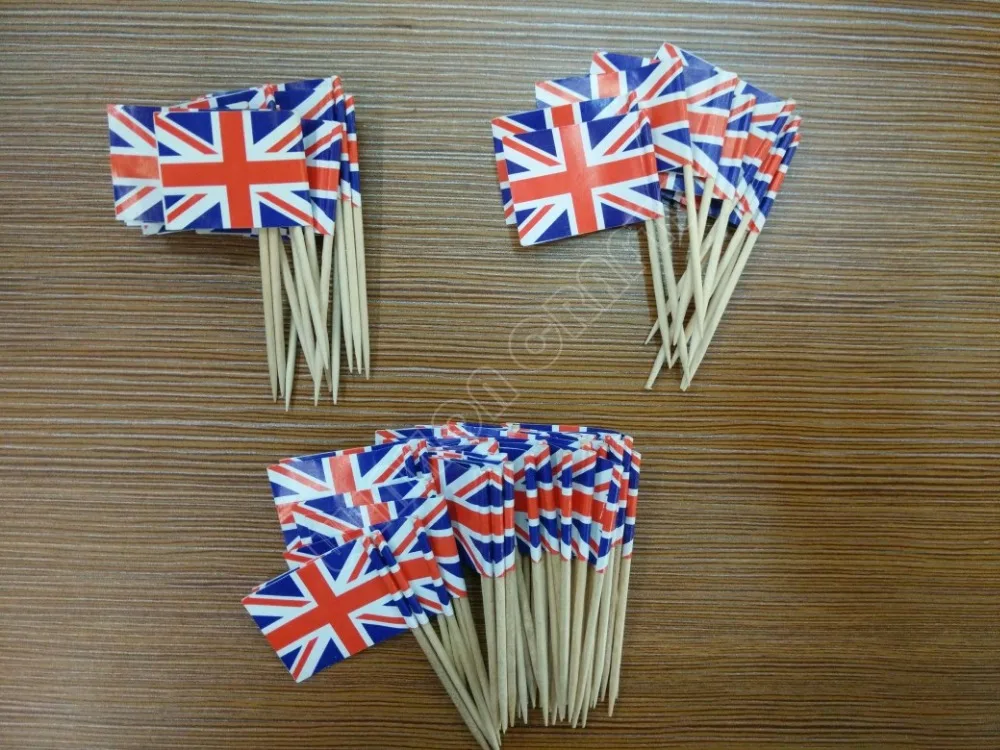 

300Pcs Britain Toothpick Flags UK Paper flags Food Picks Cake Toothpicks GB Fruit Cocktail Sticks Decoration Toothpick Flag