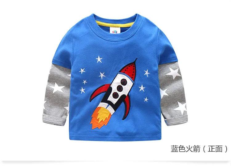2018 Spring Autumn For 2-9 10 Years Children Cotton Striped Patchwork Cartoon Car Bus Truck Baby Kids Boys Long Sleeve T Shirts (47)