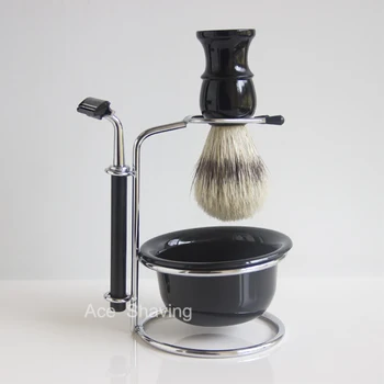 

Shaving Set Man Face Beard Remove Kit Boar Bristle Hair Brush Holder Bowl Cup Mug Razor Stand