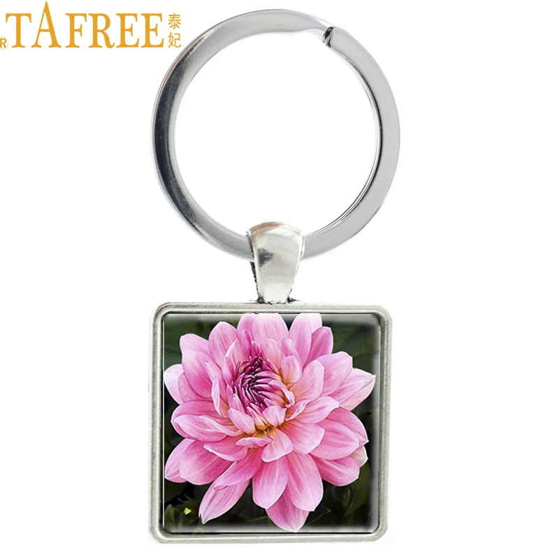 

TAFREE Hot 19 Different Kinds of Flowers Rose Sunflower Peony Charm Keychain Plant Art Picture Keyrings Key Bag Accessories E444