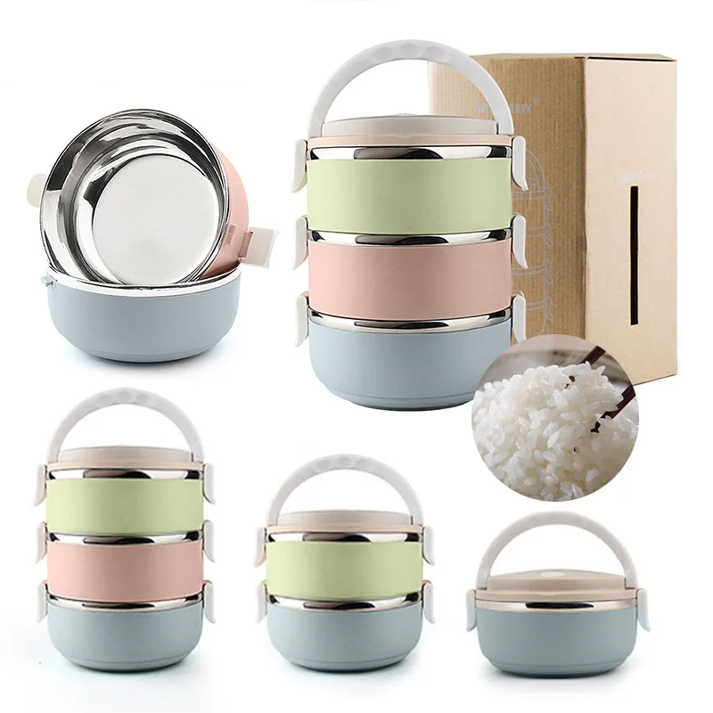 3 Layer Stainless Steel Thermo Bento Lunch Boxs Japanese Food Box Insulated Lunchbox Thermal School Food Container w/ Handle