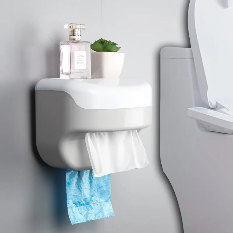 

Convenient Multifunction toilet paper holder Waterproof Punch free holder for paper towels Durable Simple bathroom accessories