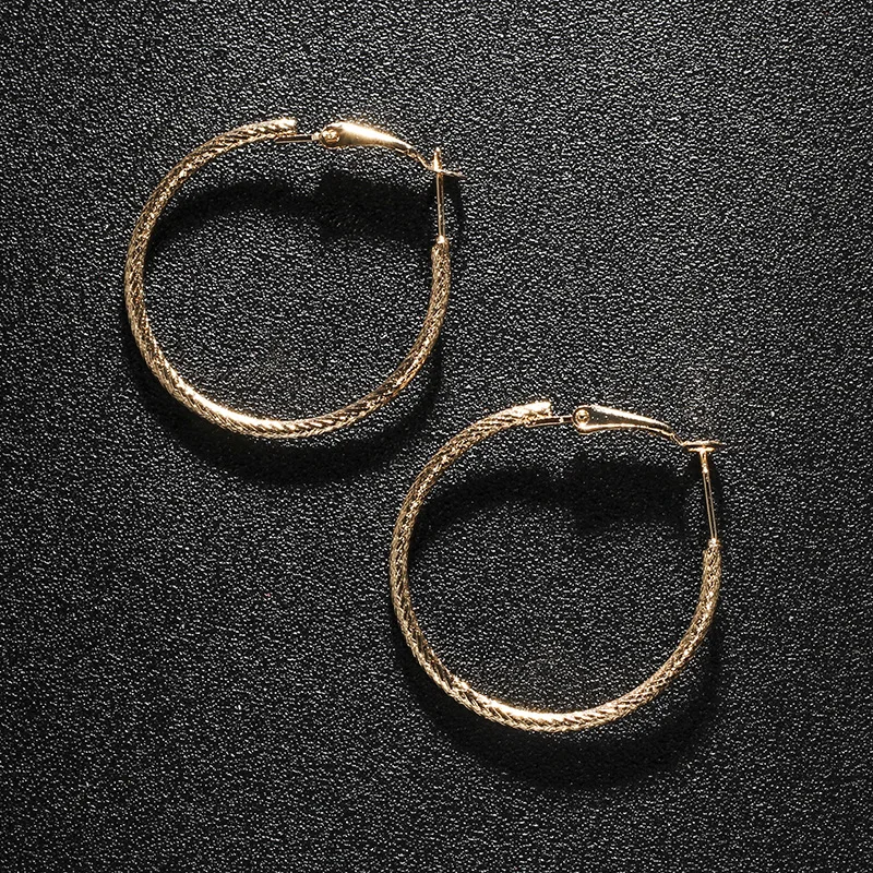 

Simple Gold color Big Hoop Earring For Women Statement Fashion Jewelry Accessories Large Circle Round Earrings wholesale