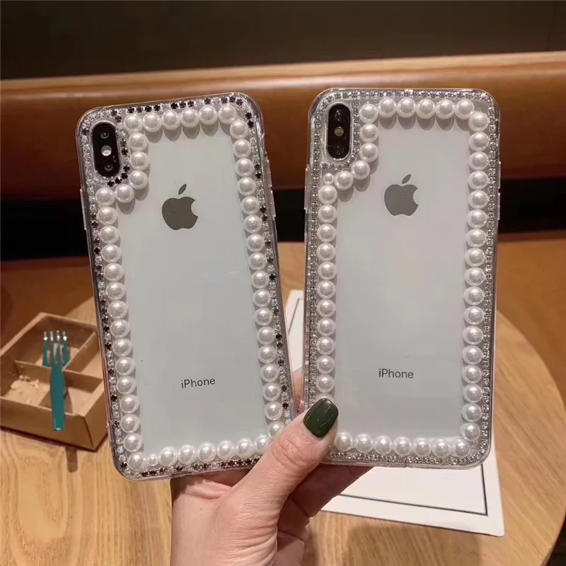 Жемчужный блестящий чехол для Iphone X XS Max XR DIY с алмазами телефона 6 6s 7 Plus 8 PLUS 5 5S SE 5c |