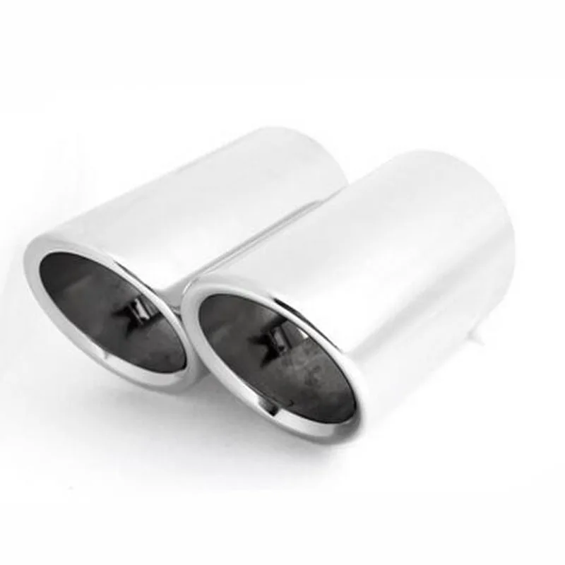 Car Styling Silver 2pcs 2 7 inlet Oval Rolled Slanted Exhaust Tip Muffler Tip Tips Tone
