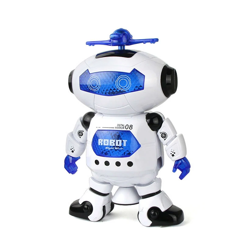 New Electric 360-Degree Rotating Music Dancing Robot Toy Musical Dance Walk Light Electronic Model Robot Toys For Children Gifts
