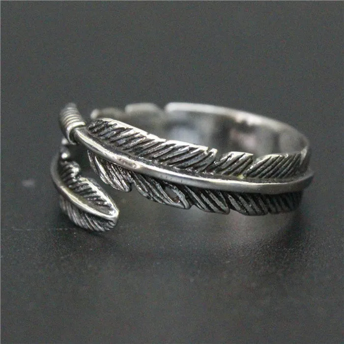 Поддержка дропшиппинг 925 пробы Серебряное стальное перьевое кольцо новые женские Девушки S925 модное перьевое кольцо