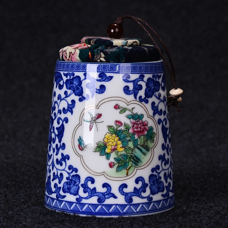 

Chinese Style Hand Painted Pattern Tea Jar Office Tea Ceremony Accessories Teaware Tieguanyin Green Tea Storage Cans Nuts Tanks