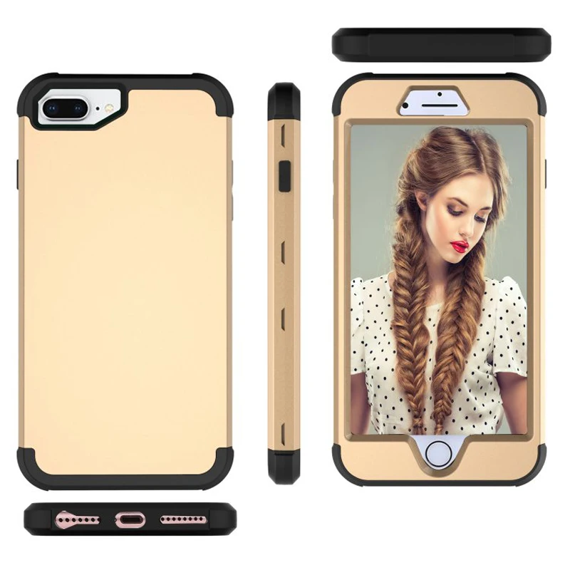 

Dual Layer PC+Silicon Shock Resistant Mobile Phone Case for iPhone 6 Plus/iPhone 6s Plus Contrast color Design 3-in-1 Phone Case