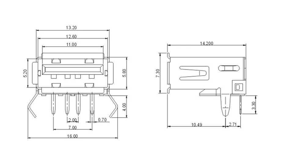 10 шт. USB 2,0 4Pin A Тип гнездовой разъем G54 2 фута 90 градусов передачи данных зарядки