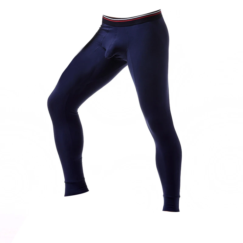 

Winter Men Long Johns Sexy Cotton U Convex Mens Under Pants Bottoms Pajama Middle Waist Tight Legging Pouch Warm Long Johns