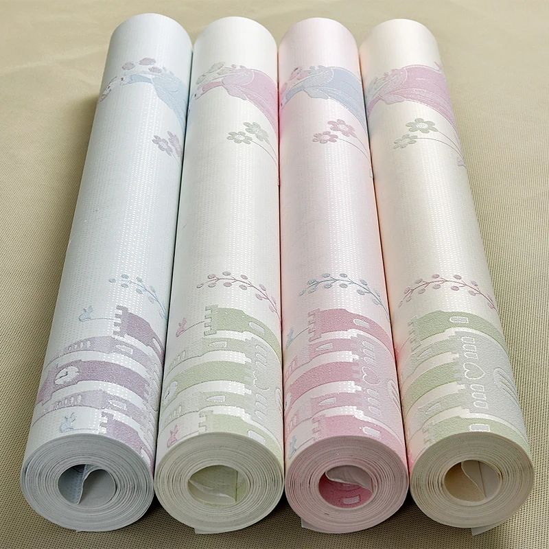 Pink Princess Room Nonwoven Wallpaper 3D Bedroom Wallpaper Girl Cute Cartoon Castle Background Wall Paper Roll Pink Princess Room Nonwoven Wallpaper 3D Bedroom Wallpaper Girl Cute Cartoon Castle Background Wall Paper Roll