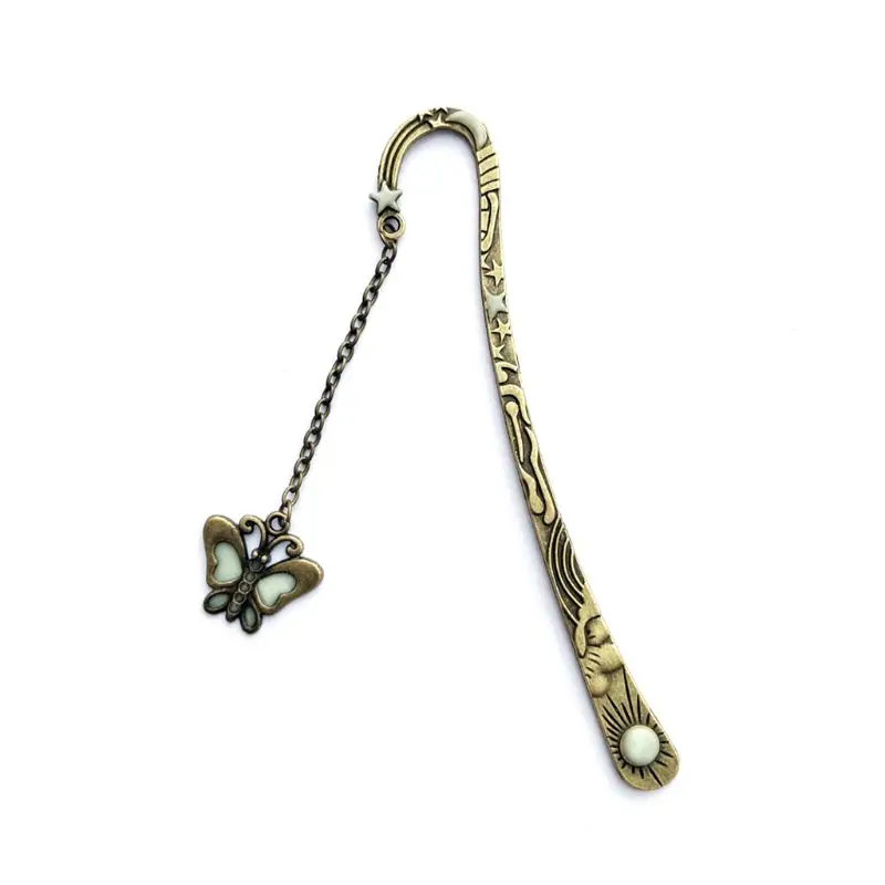 1 шт. уникальные винтажные металлические закладки Бронзовая звезда Солнце Луна закладки с плоской бабочкой кристаллы для здоровья камень вышитый бисером кулон