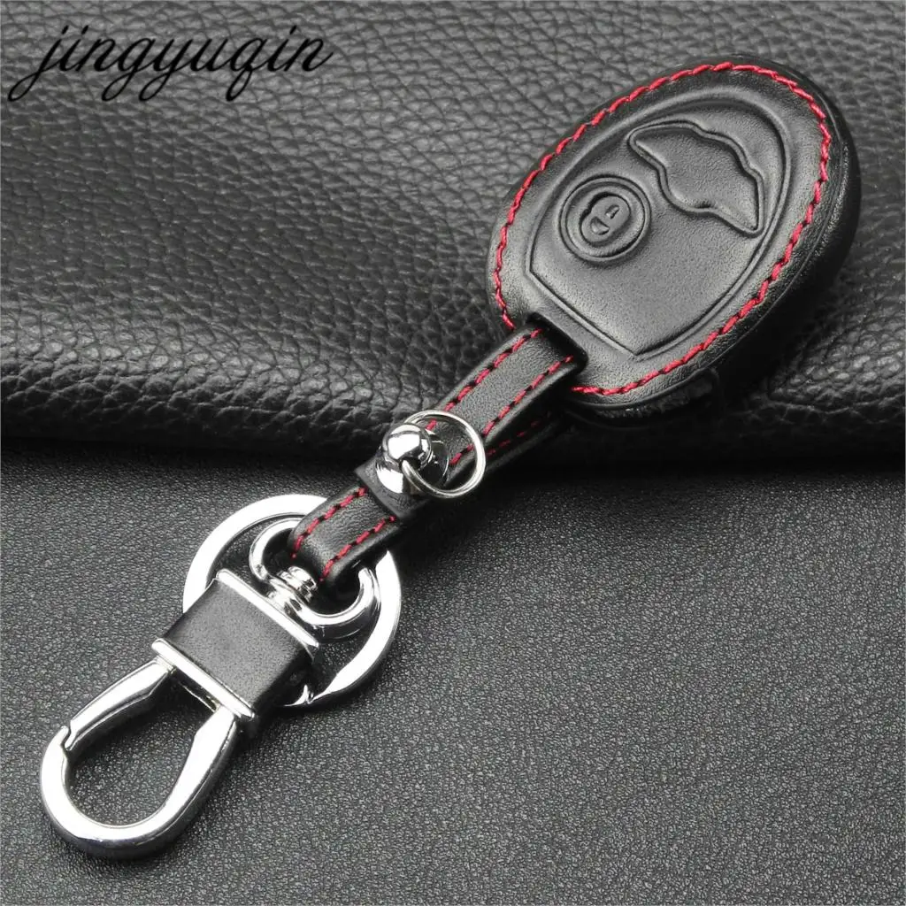 jingyuqin Leather Fob Key Cover For BMW Mini Cooper R50 R53 2 Buttons Remote Car Key Case Protector Holder