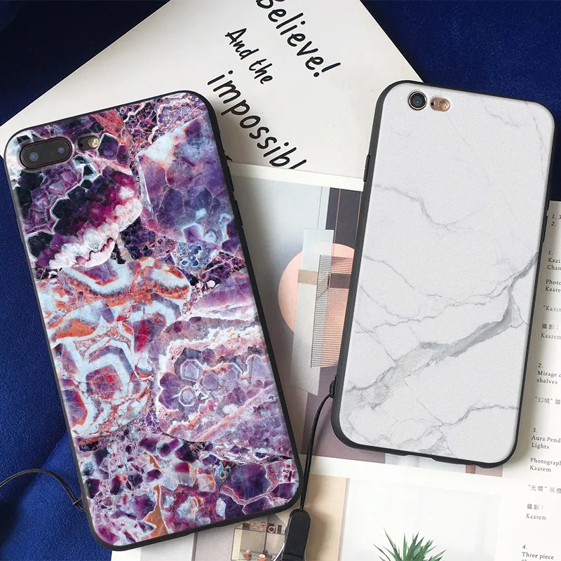 

Nature Texture Beautiful Marble Agate Soft Silicone Phone Case Cover Shell For Apple iPhone 6 6S 6Plus 6sPlus 7 7Plus 8 8Plus X