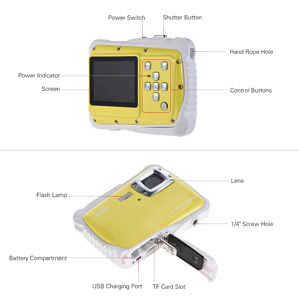 2," lcd 720P HD мини цифровая камера 5MP водонепроницаемый портативный камкордер с встроенным микрофоном лучшие подарки для детей мальчиков и девочек