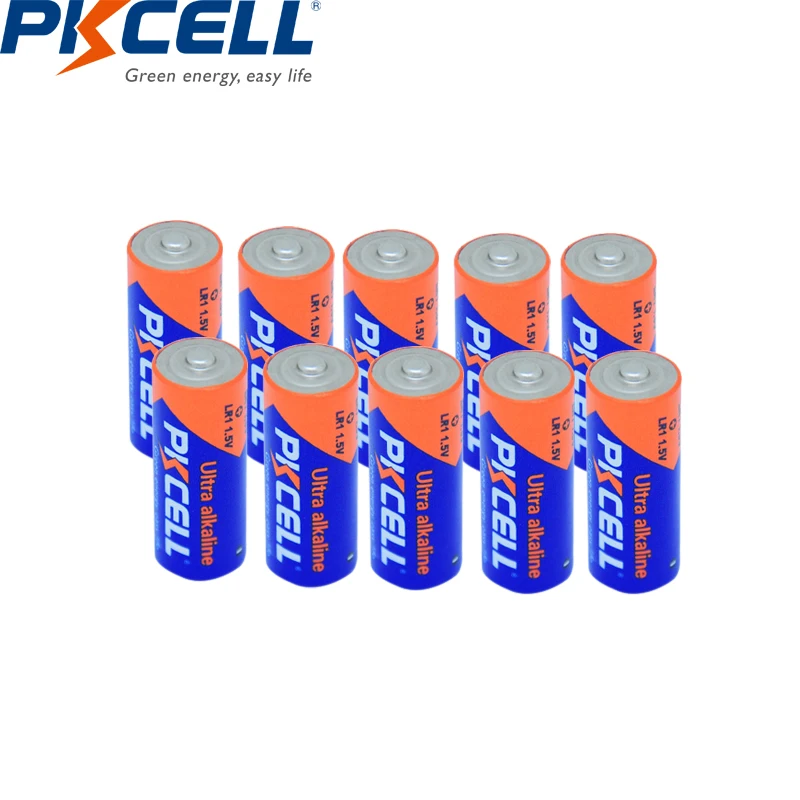 10 шт. щелочные батареи PKCELL LR1 1 5 в Размер N AM5 MN9100 910A мощные первичные и сухие для