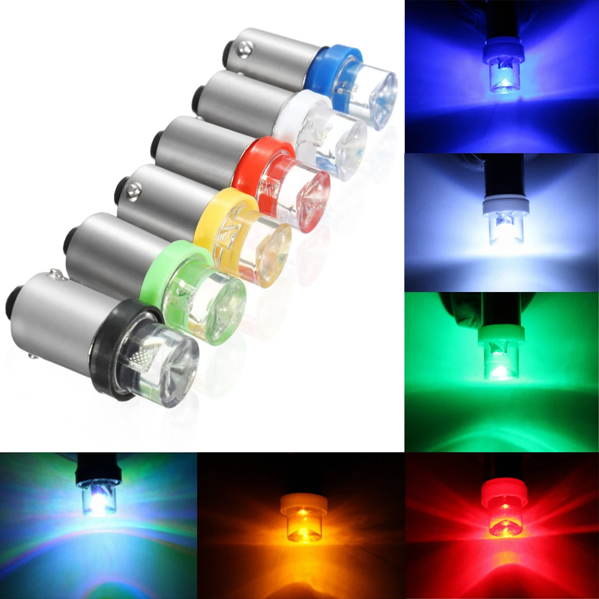 

Car 12V 1 SMD LED BA9S Side Indicator Light Bulb Lamp 6 Color Amber Green Blue White Red Colorful