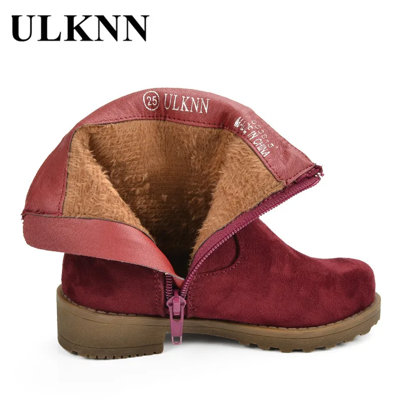 ULKNN/Обувь для девочек; детские зимние сапоги; зимние сапоги для девочек; Водонепроницаемая плюшевая обувь из натуральной кожи; детская обувь для девочек; Теплая обувь; bota