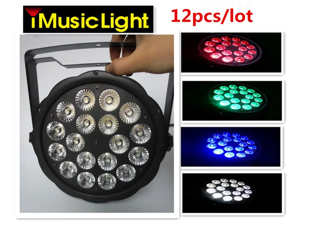 

12pcs/Lot 18 RGBW 4 in1 Colors LED Par Can Stage DMX512 Disco Club Bar DJ Show Party Lighting