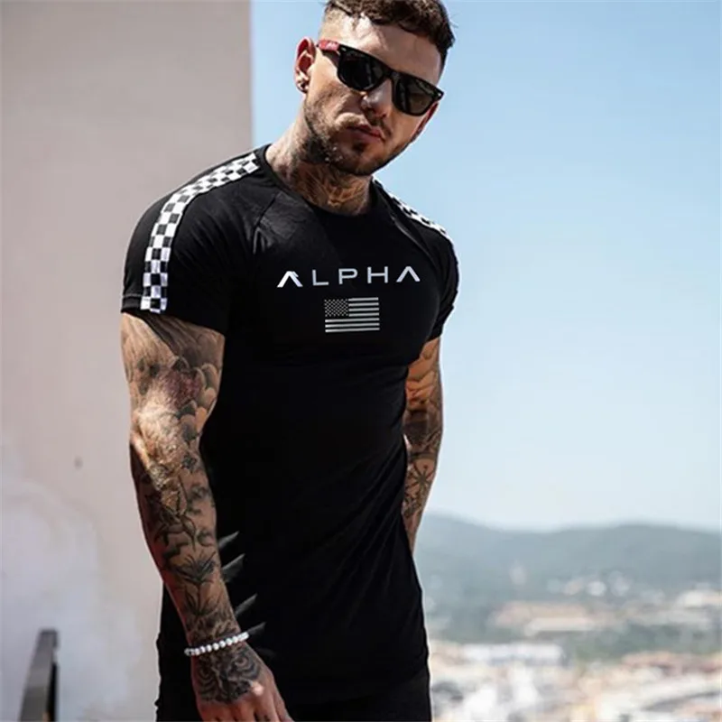 

New Fitness Brand Men T-Shirt Fitness Slim fit Shirts Crossfit Short sleeve Cotton clothes Fashion Leisure O-Neck printed Tee