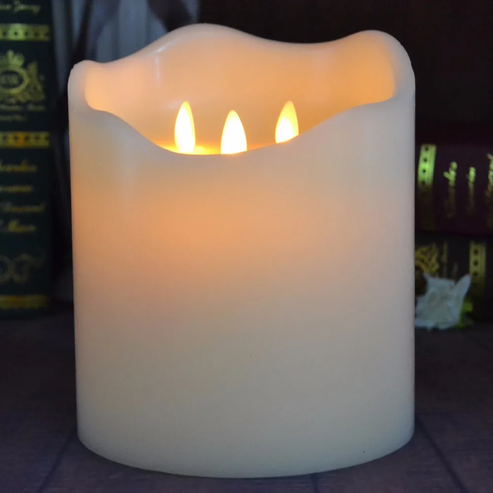 LED Candle 3 Moving Wicks Flickering 6" Led Candle Light Ivory