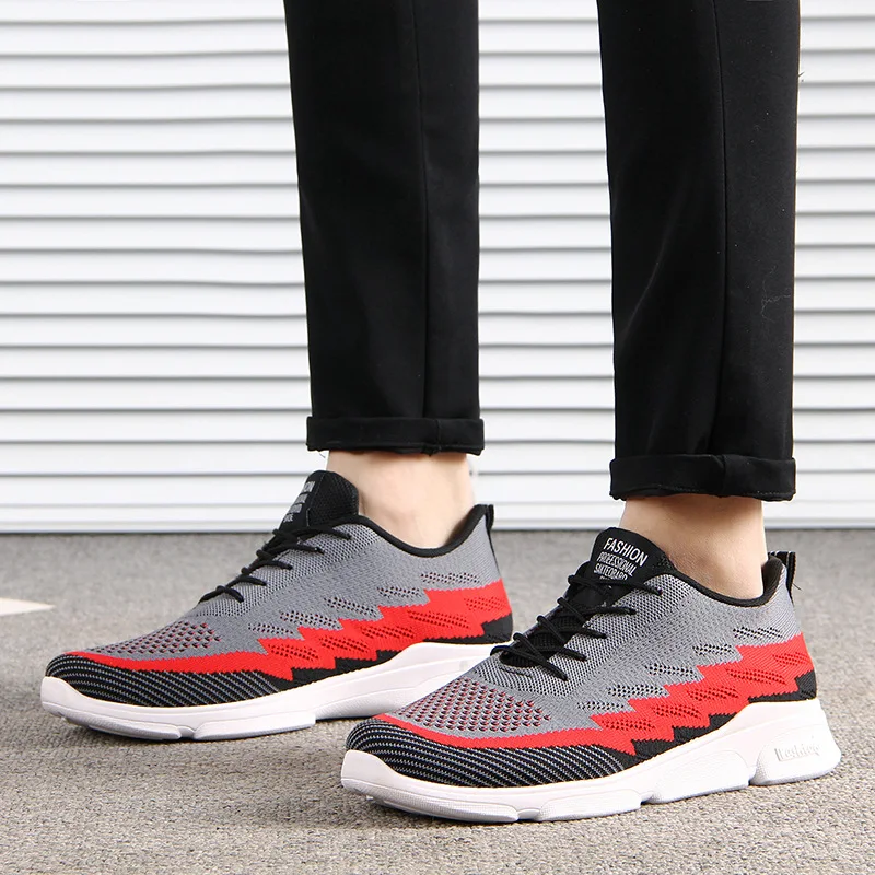 

2019 new fashion men's shoes fly woven breathable running lightweight mesh non-slip sports shoes